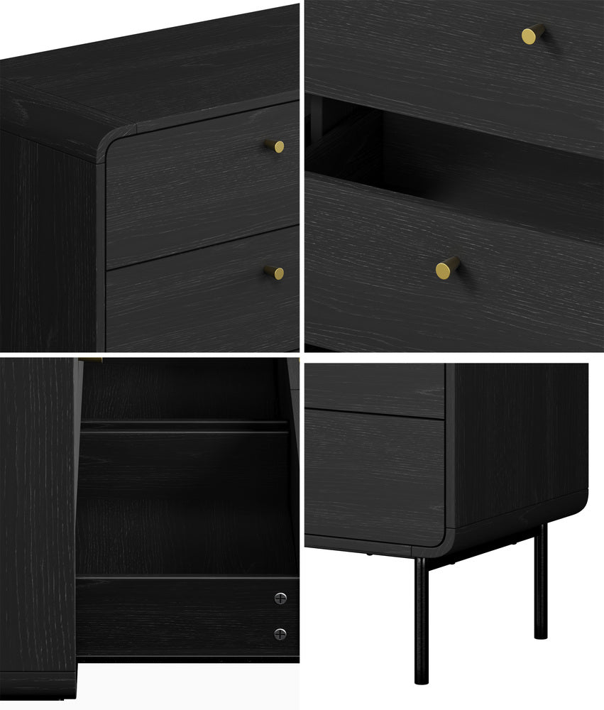 6-Drawer Chest of Drawers Tallboy Storage Cabinet Dresser Black