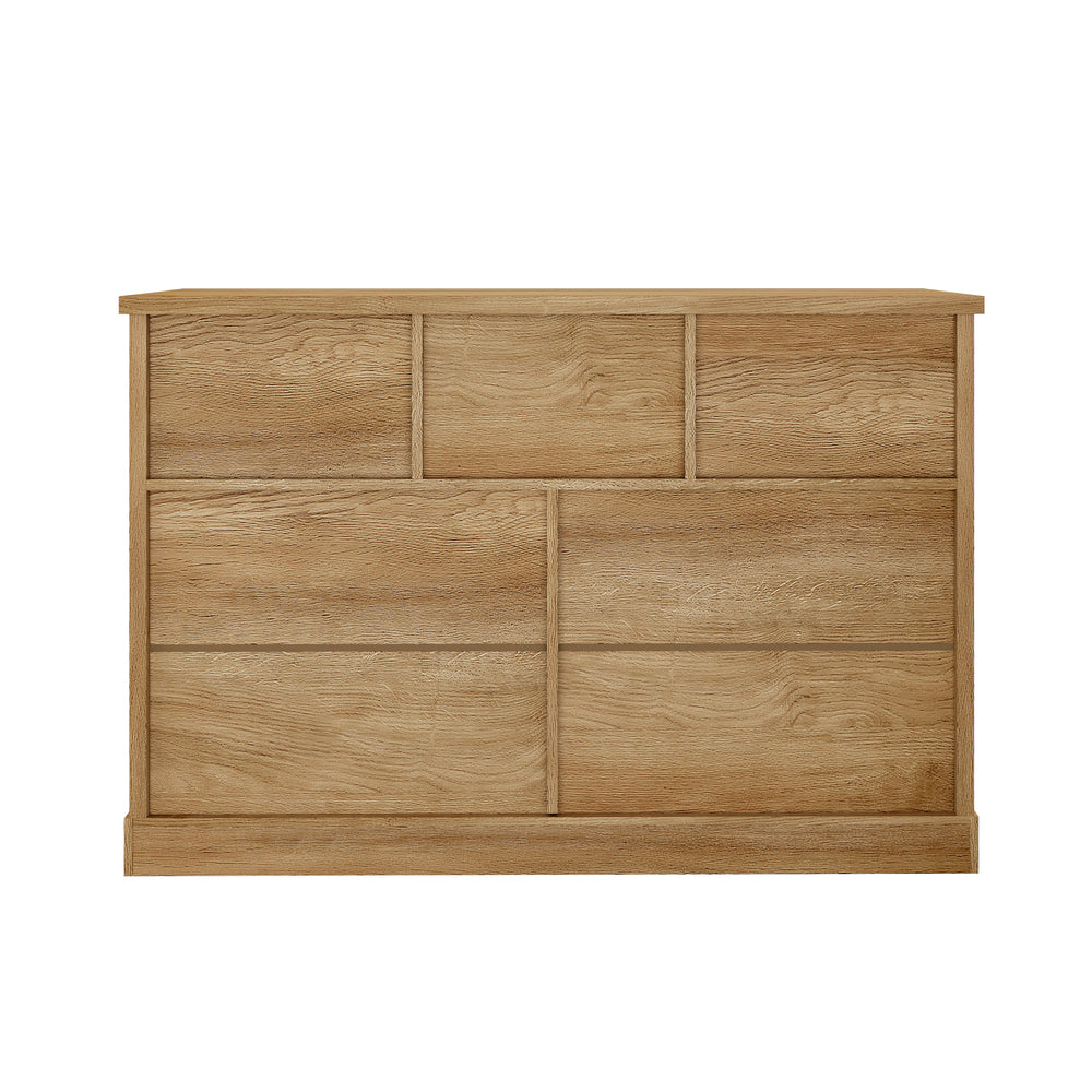 7 Drawer Tallboy Dresser Bedroom Storage Cabinet Natural Wood