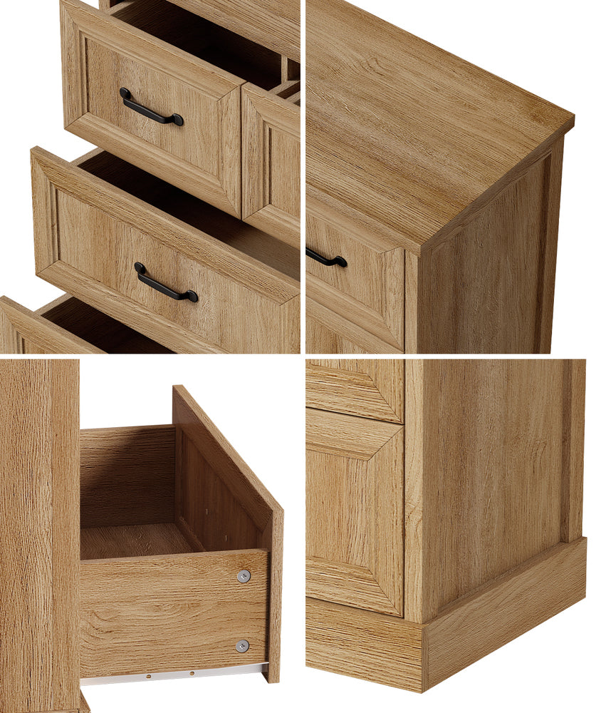 7 Drawer Tallboy Dresser Bedroom Storage Cabinet Natural Wood