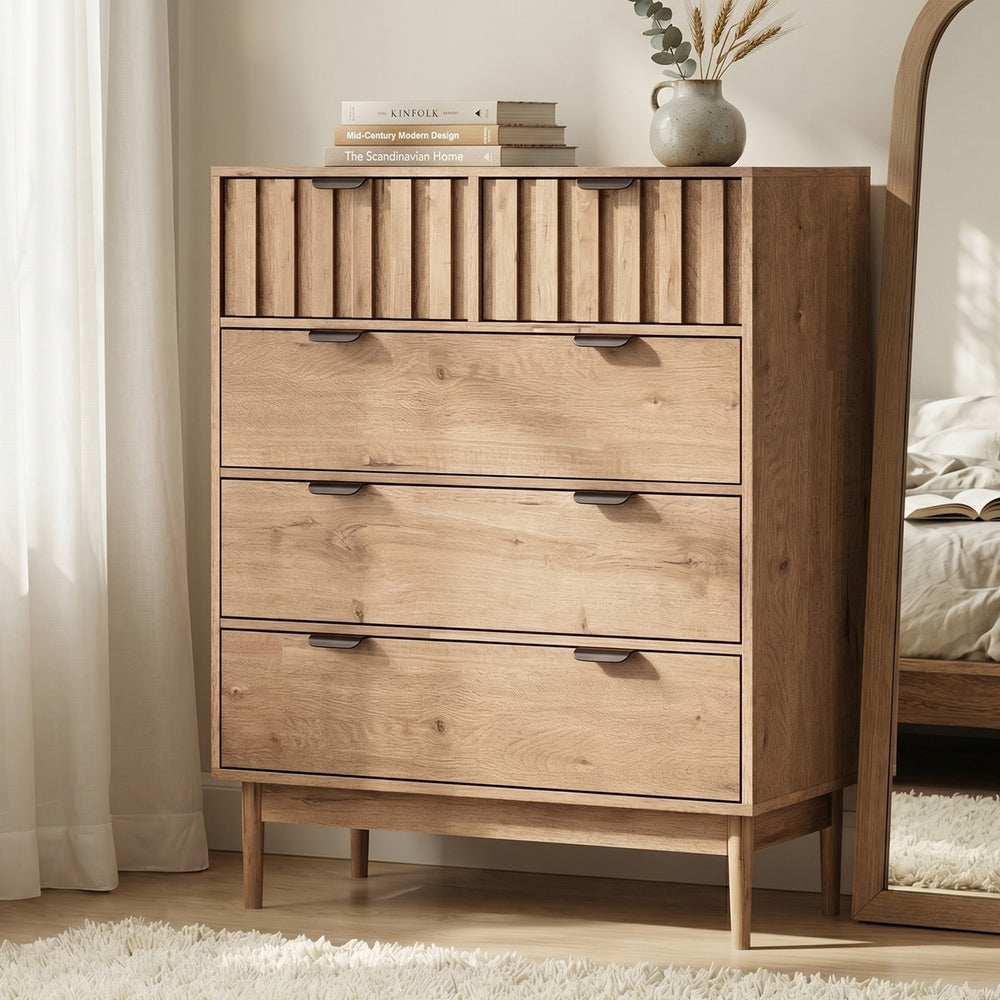 5 Drawer Tallboy Dresser Stripe Natural | Simpledeals