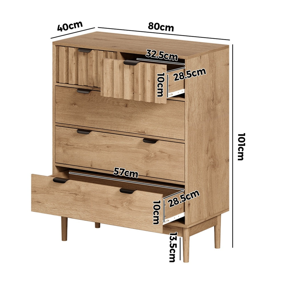 5 Drawer Tallboy Dresser Stripe Natural | Simpledeals