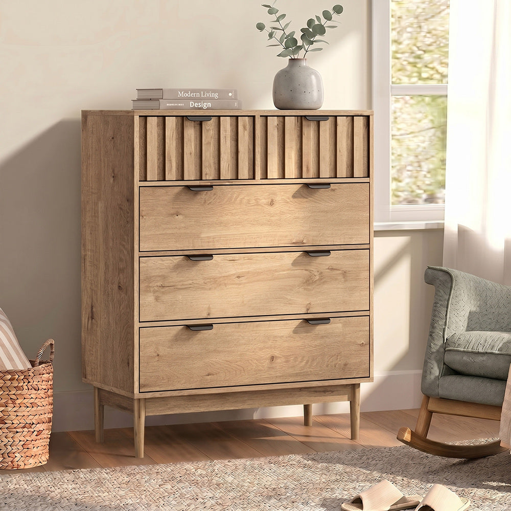 5 Drawer Tallboy Dresser Stripe Natural | Simpledeals