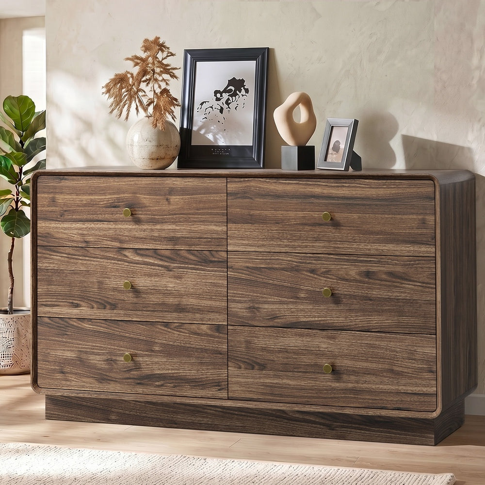 Chest Of Drawers Walnut Lowboy 120x39.5x71cm