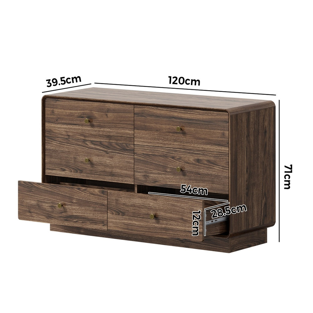 Chest Of Drawers Walnut Lowboy 120x39.5x71cm