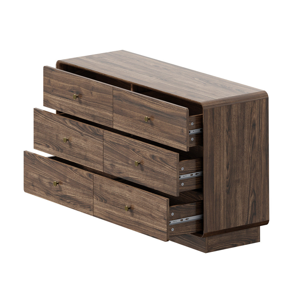 Chest Of Drawers Walnut Lowboy 120x39.5x71cm
