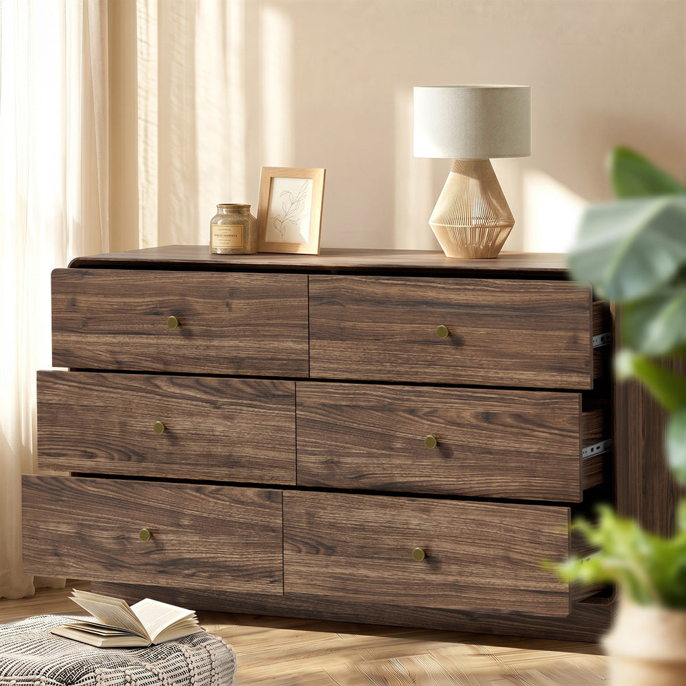 Chest Of Drawers Walnut Lowboy 120x39.5x71cm