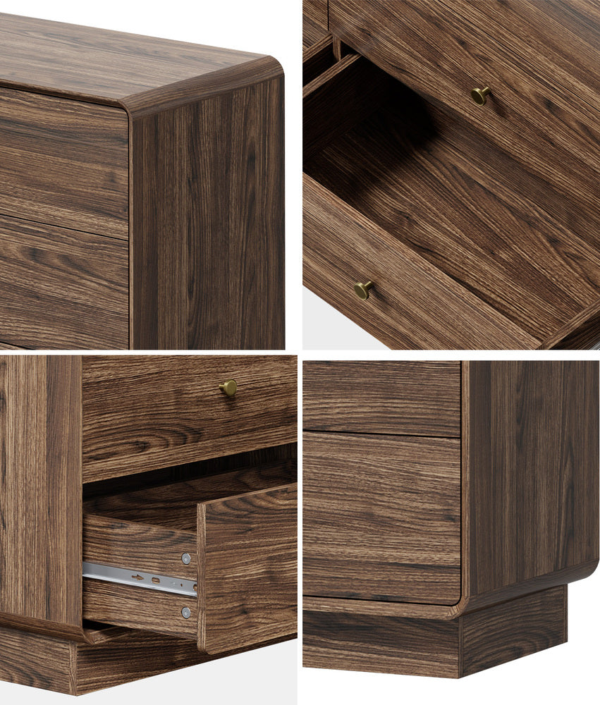 Chest Of Drawers Walnut Lowboy 120x39.5x71cm