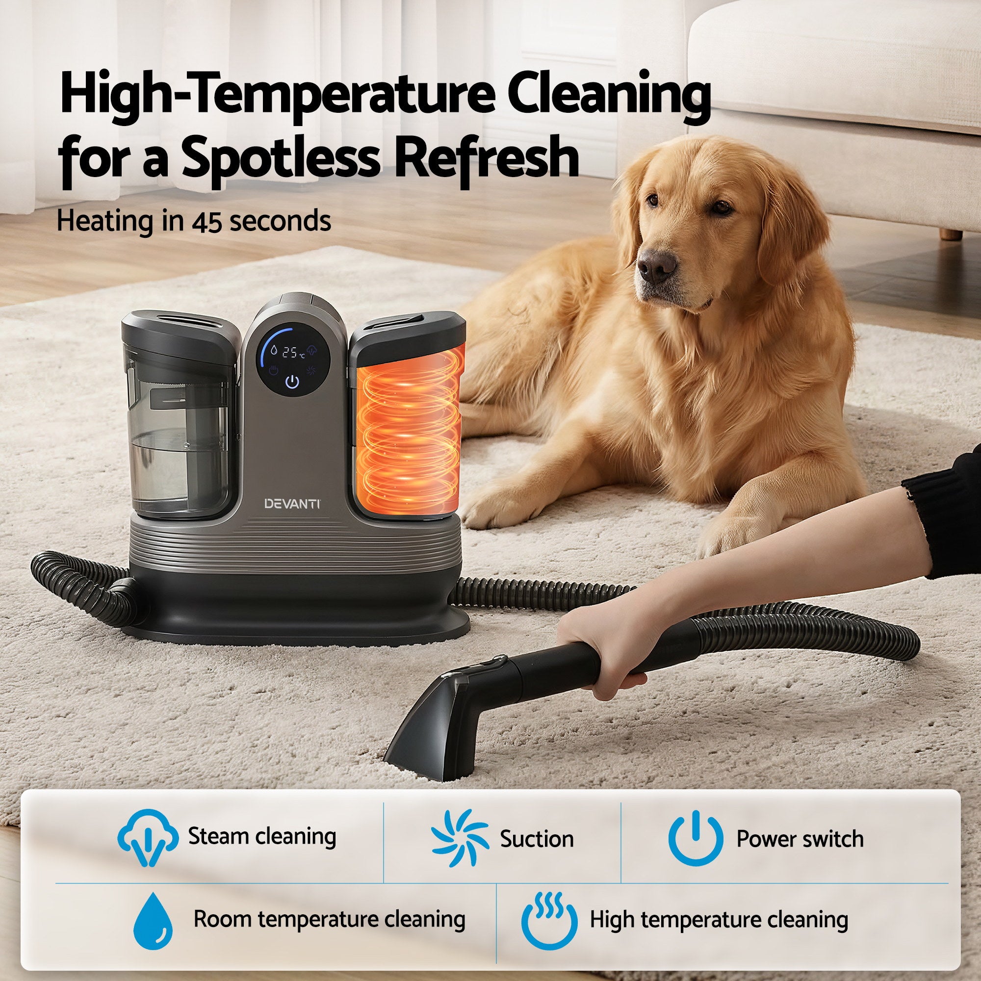 1700W Handheld Carpet Washer Vacuum Cleaner with Rapid Heat