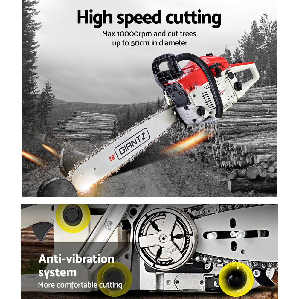 52Cc Bar E-Start Pruning Chainsaw (White), Commercial Grade