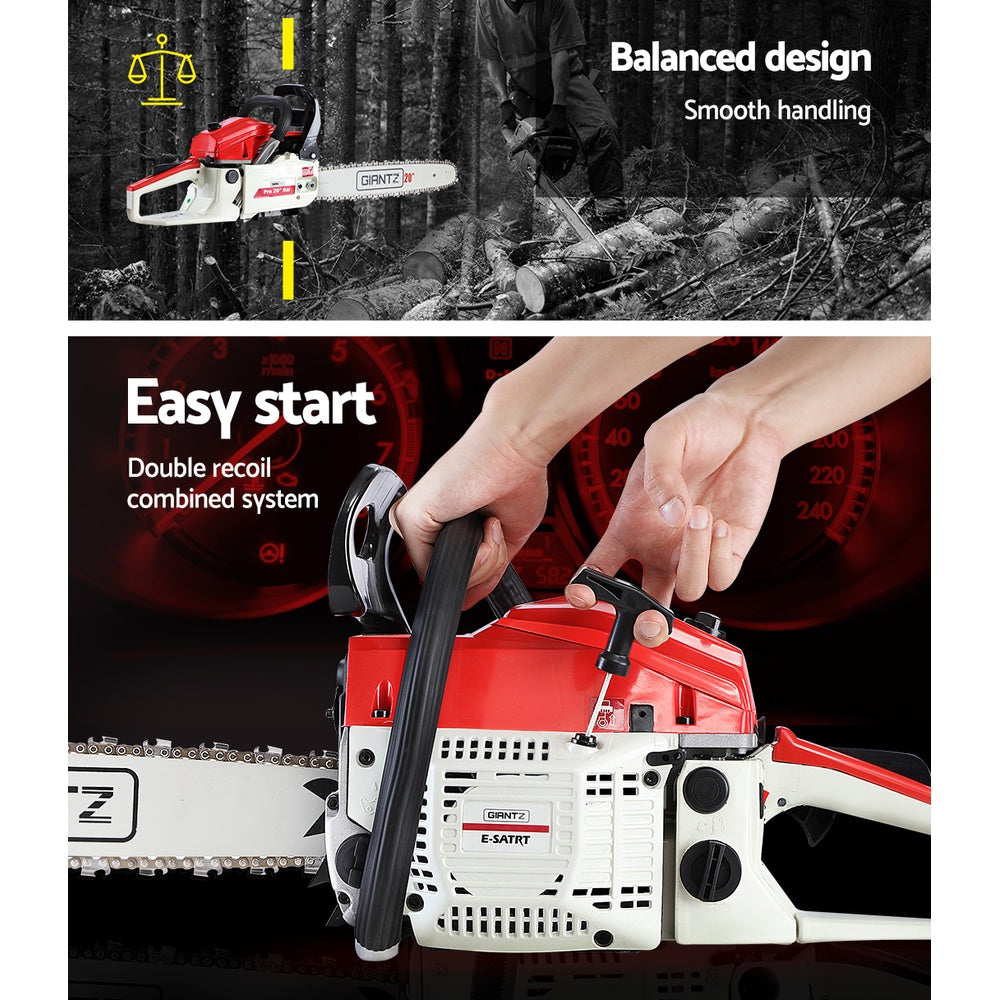 52Cc Bar E-Start Pruning Chainsaw (White), Commercial Grade