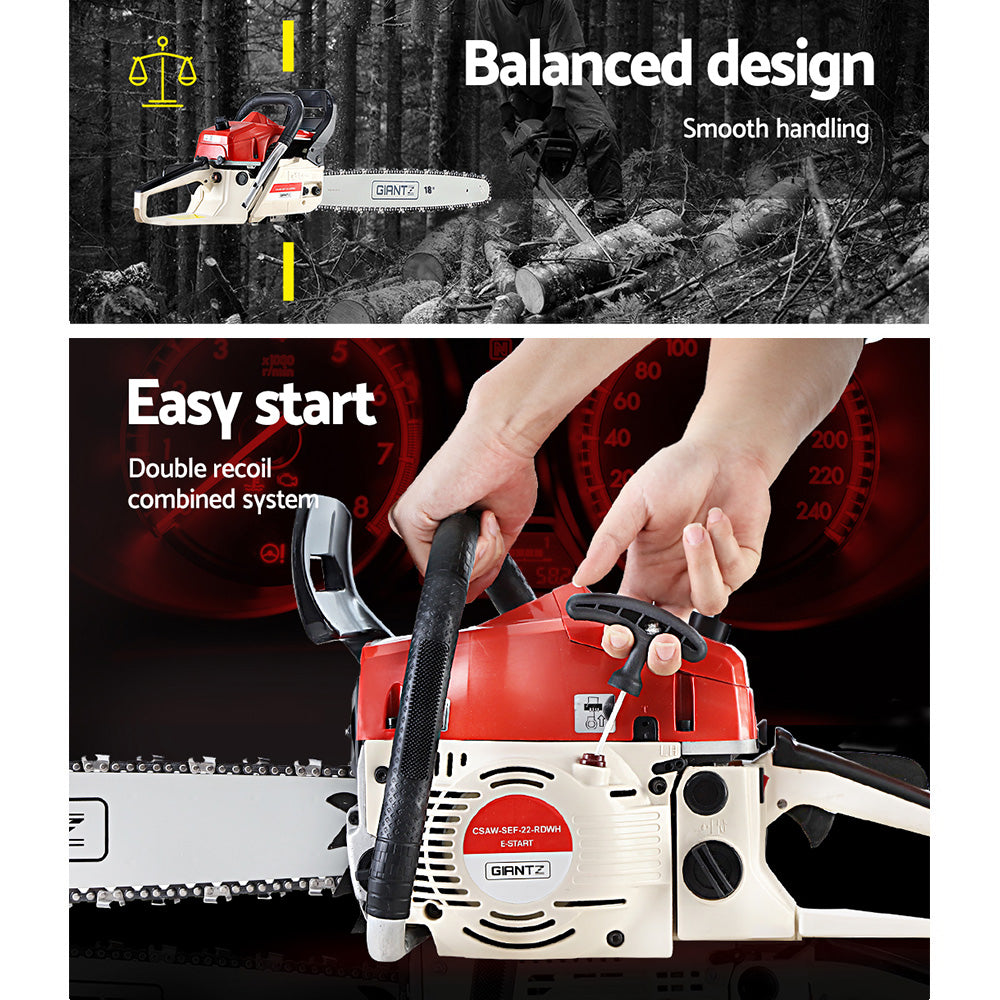 75Cc 18" Bar E-Start Pruning Chainsaw, Commercial Grade