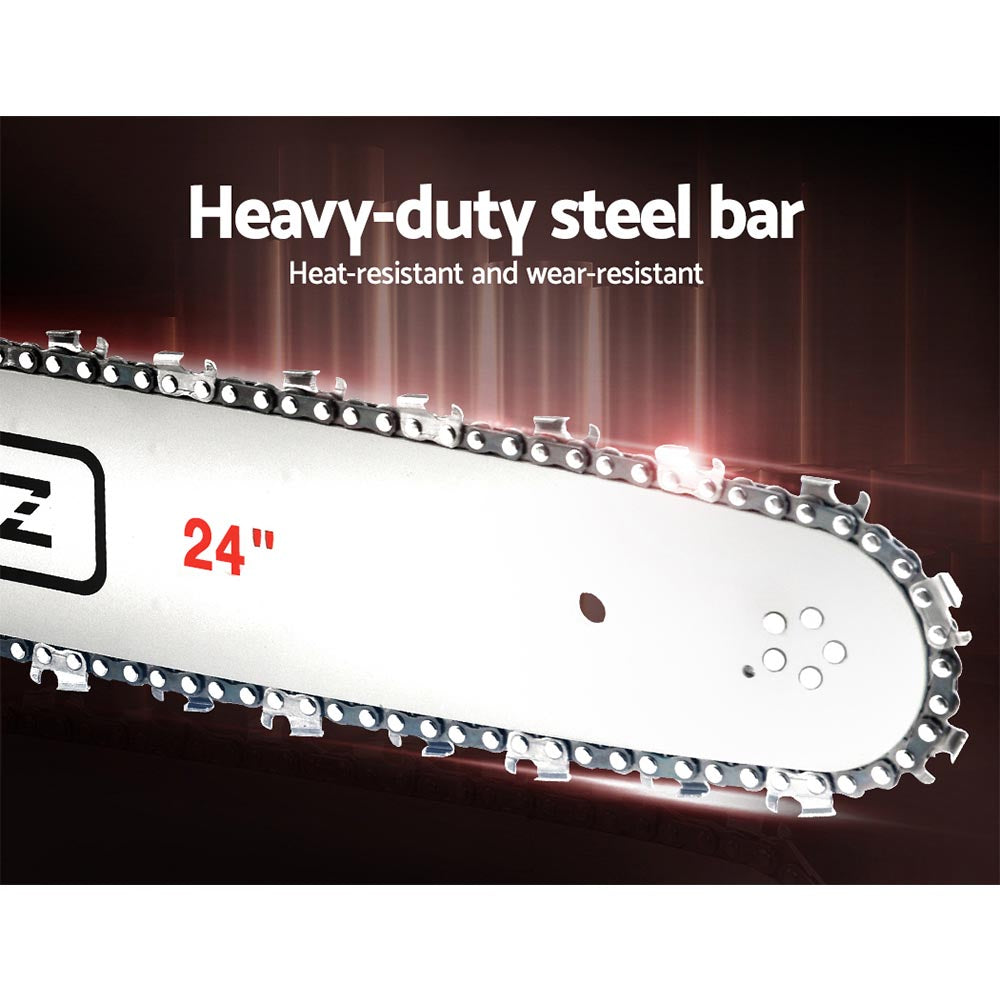 62CC 24" Bar E-Start Pruning Chainsaw Commercial Grade Petrol