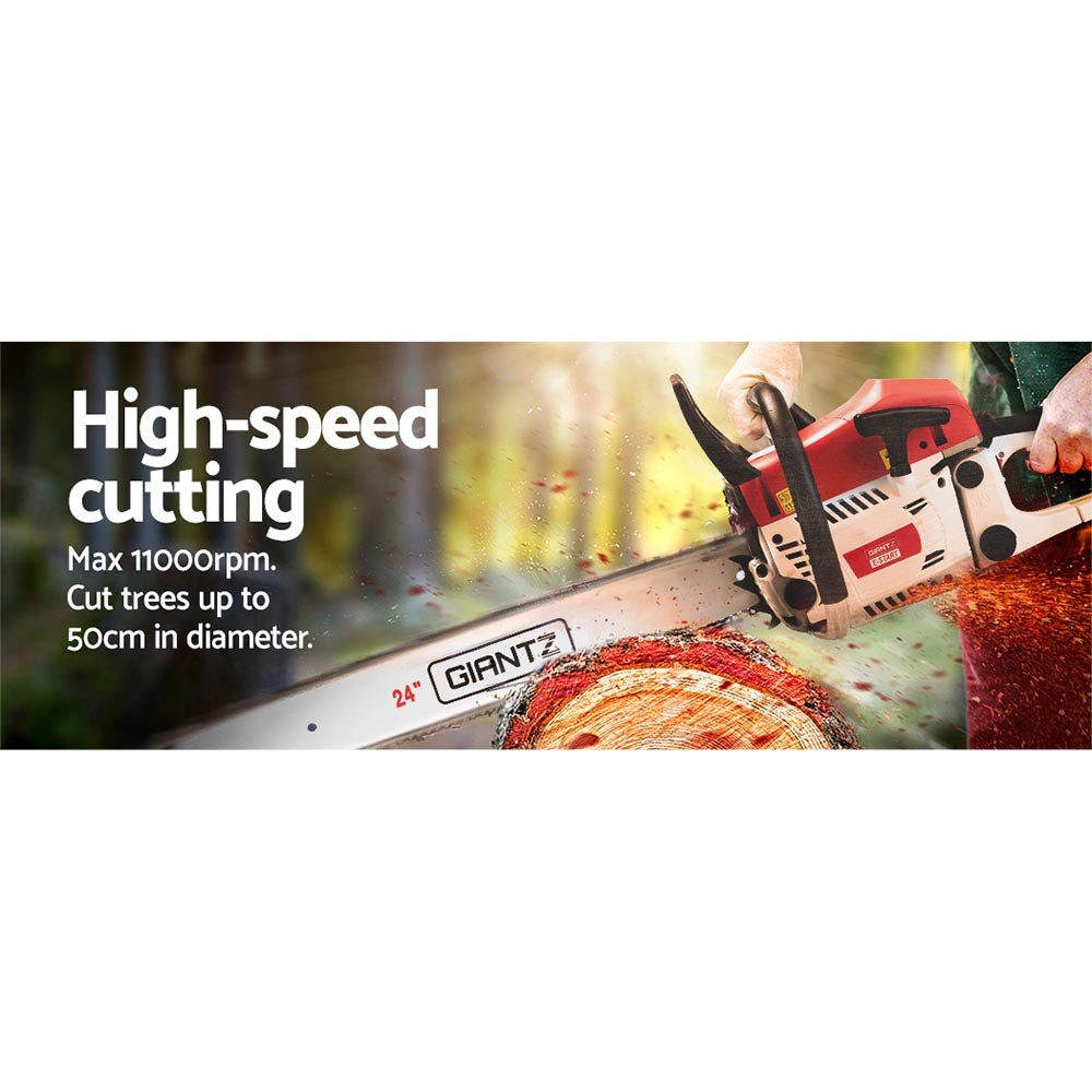 62CC 24" Bar E-Start Pruning Chainsaw Commercial Grade Petrol