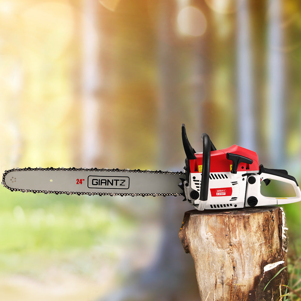 62CC 24" Bar E-Start Pruning Chainsaw Commercial Grade Petrol