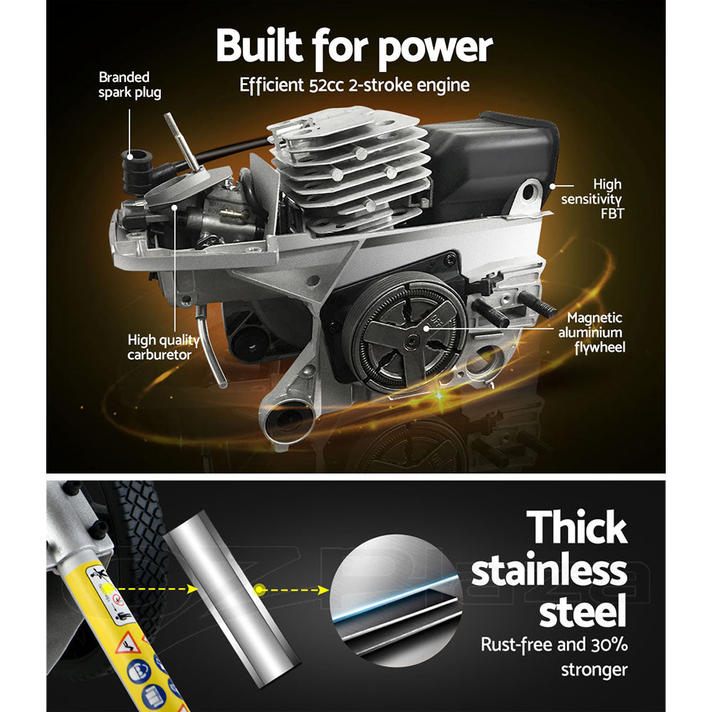 62cc Petrol Brush Cutter Whipper Saw Trimmer 2 Stroke 3-in-1 Wheel