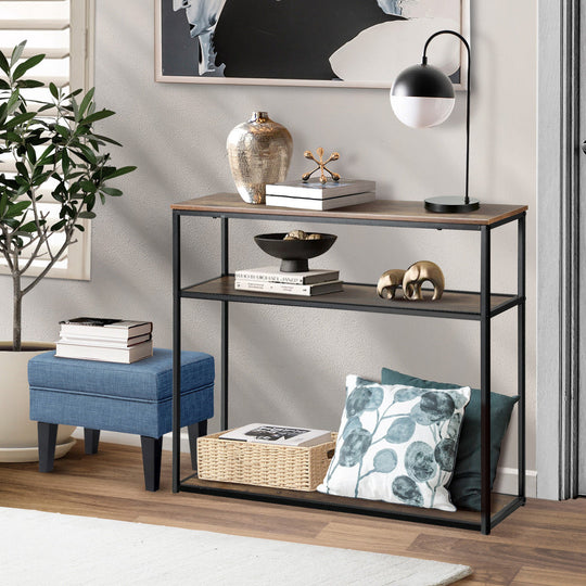 Hall Console Table Metal Hallway Desk Entry Display Wooden