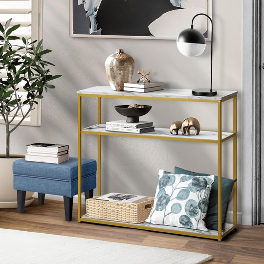 Hall Console Table Metal Hallway Desk Entry Display Wh&GD