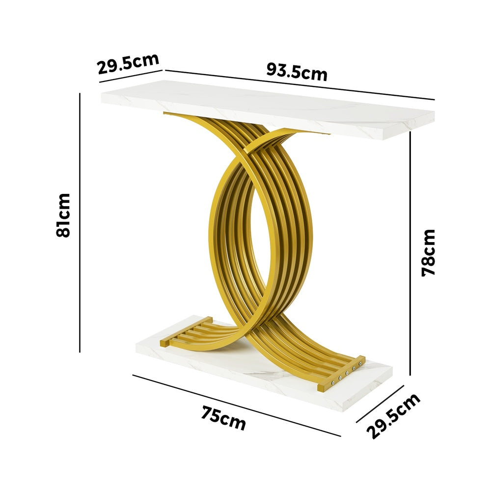 Marble Console Table White Gold Hallway | Simpledeals