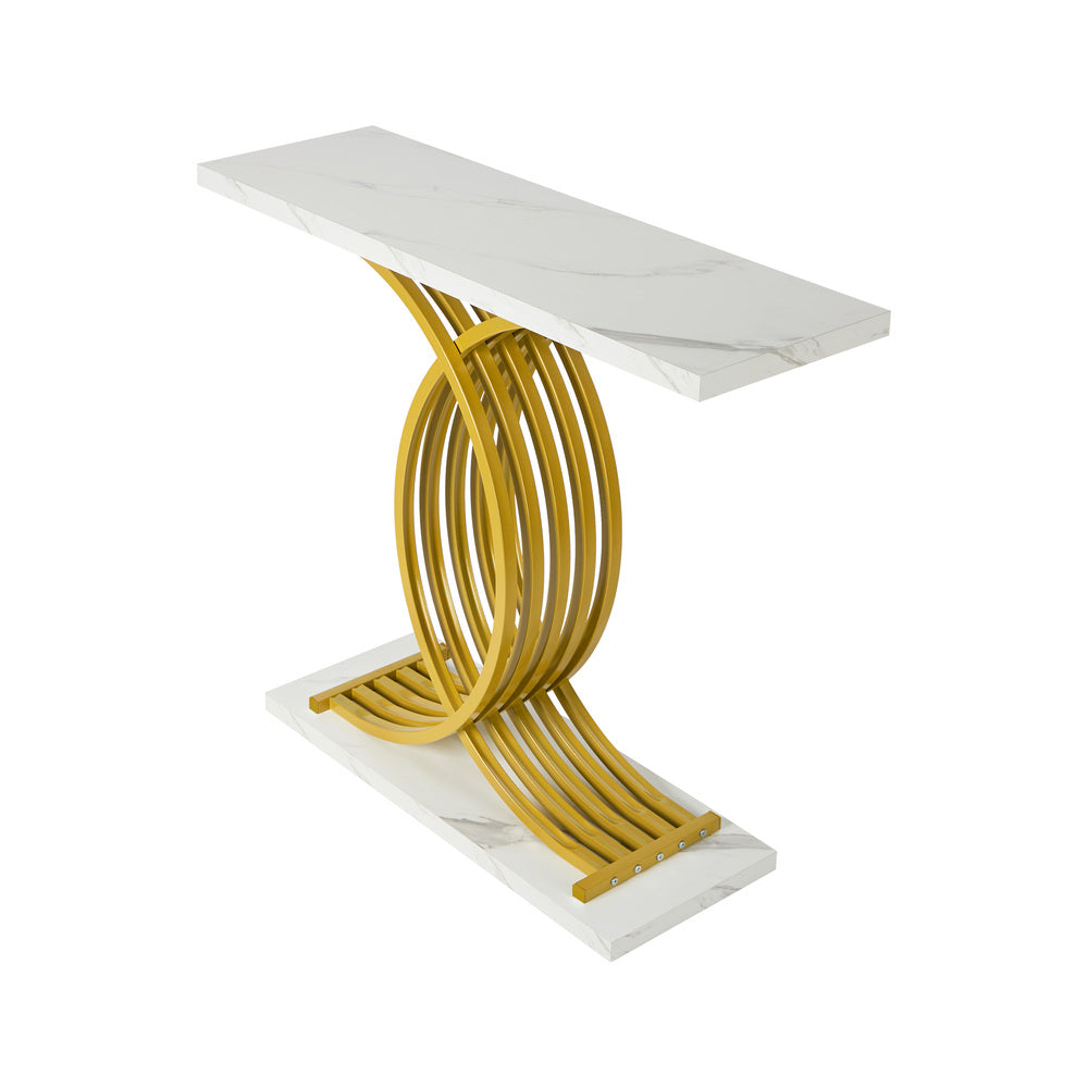 Marble Console Table White Gold Hallway | Simpledeals