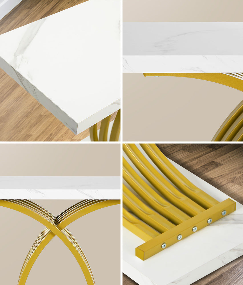Marble Console Table White Gold Hallway | Simpledeals