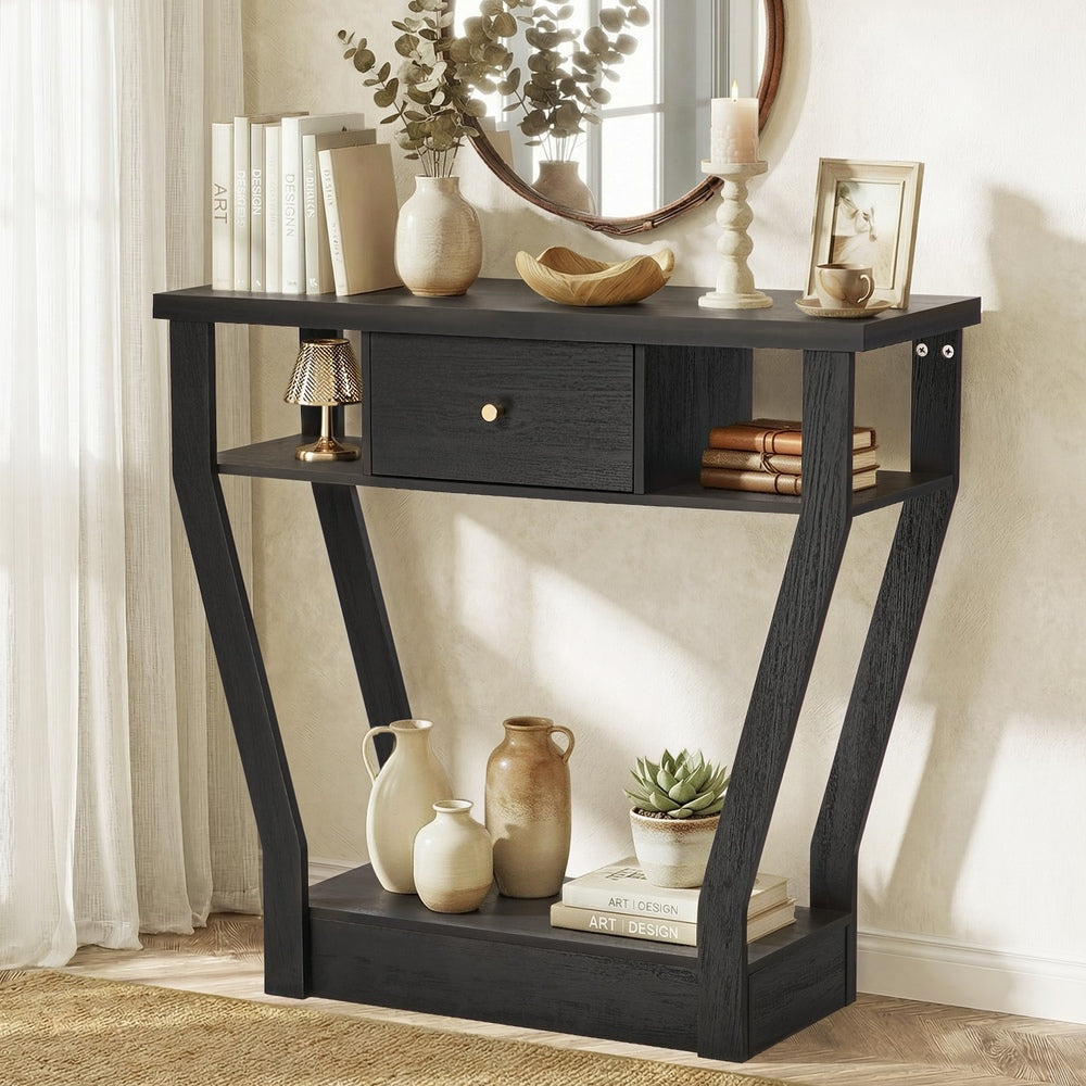 Black Console Table Hallway Drawer Storage | Simpledeals