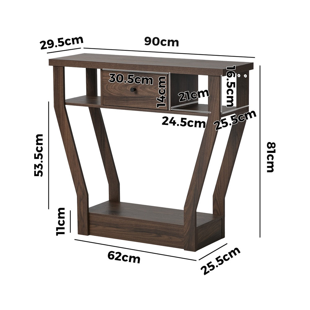 Console Table Drawer Hallway Storage Walnut | Simpledeals