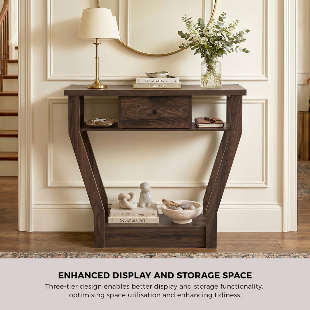 Console Table Drawer Hallway Storage Walnut | Simpledeals