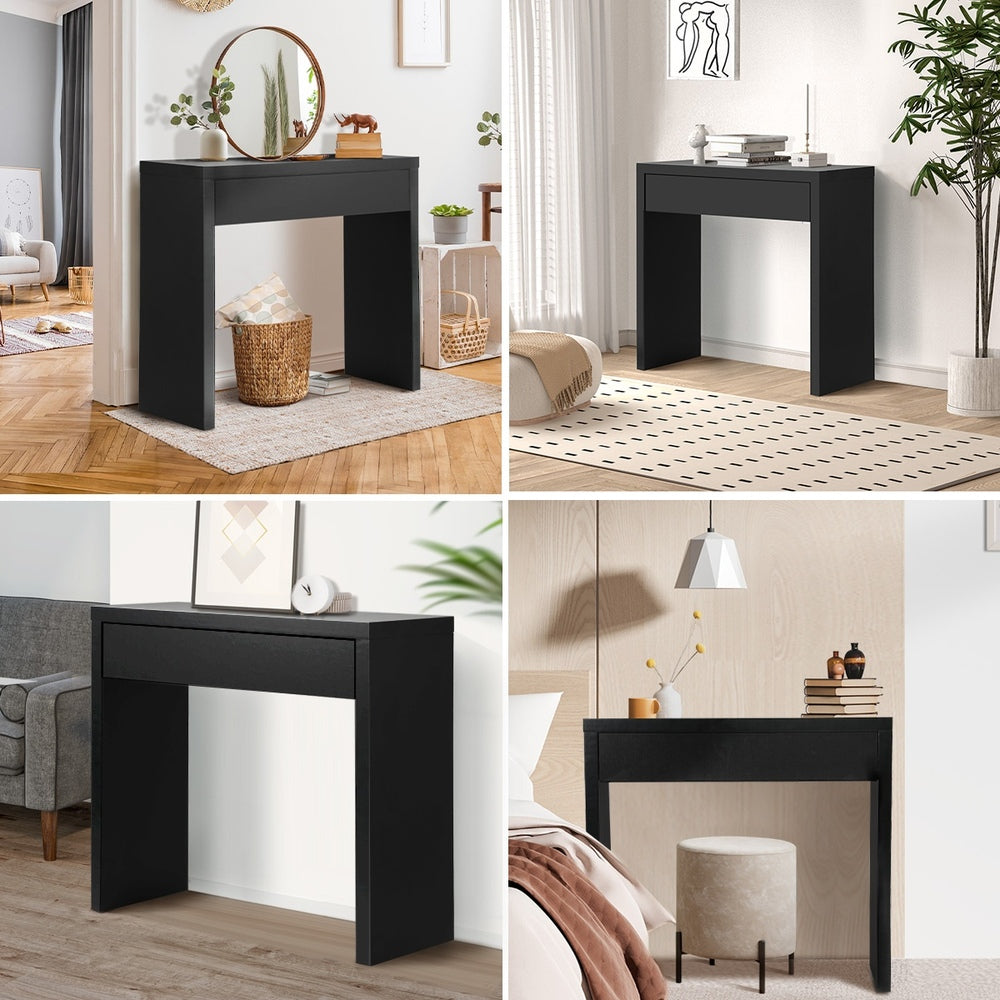 Console Table with Drawer Black/White