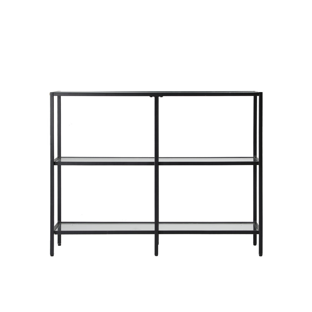 Console Table Tempered Glass 3/4 Shelves Black/Gold