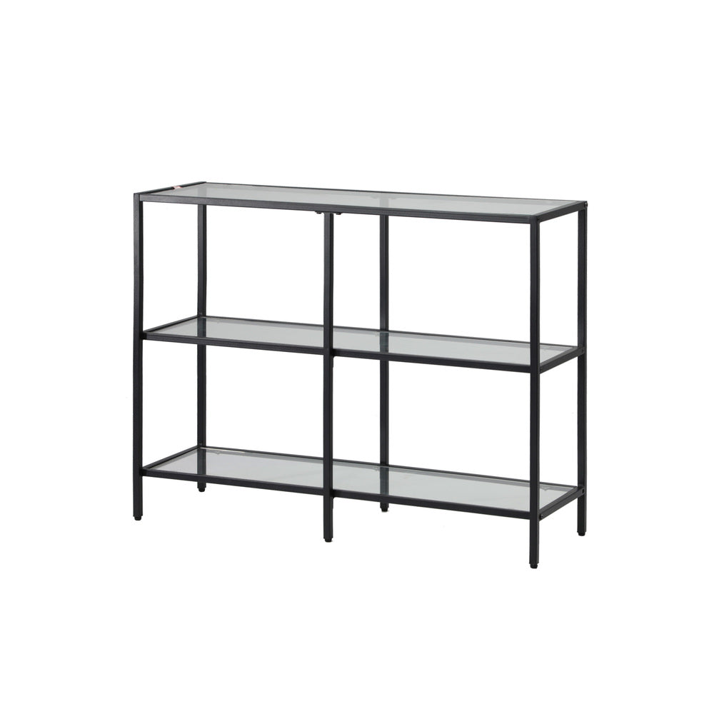 Console Table Tempered Glass 3/4 Shelves Black/Gold