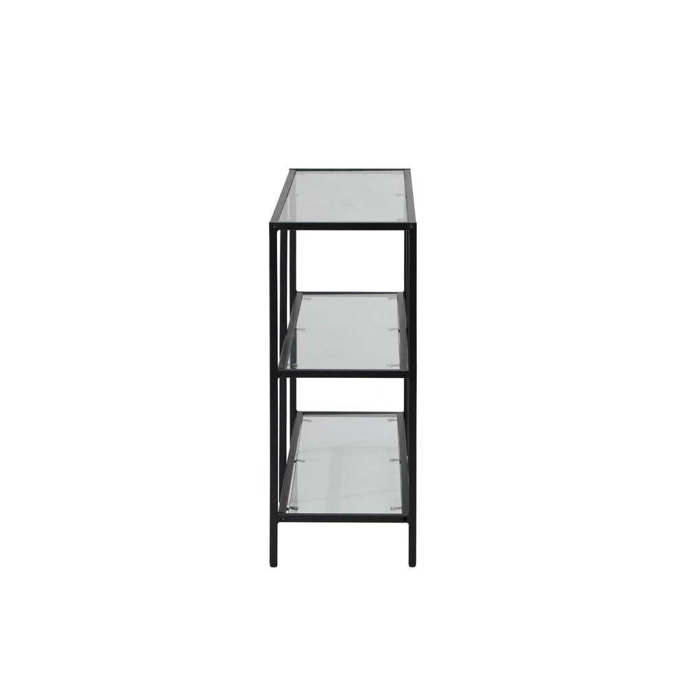 Console Table Tempered Glass 3/4 Shelves Black/Gold