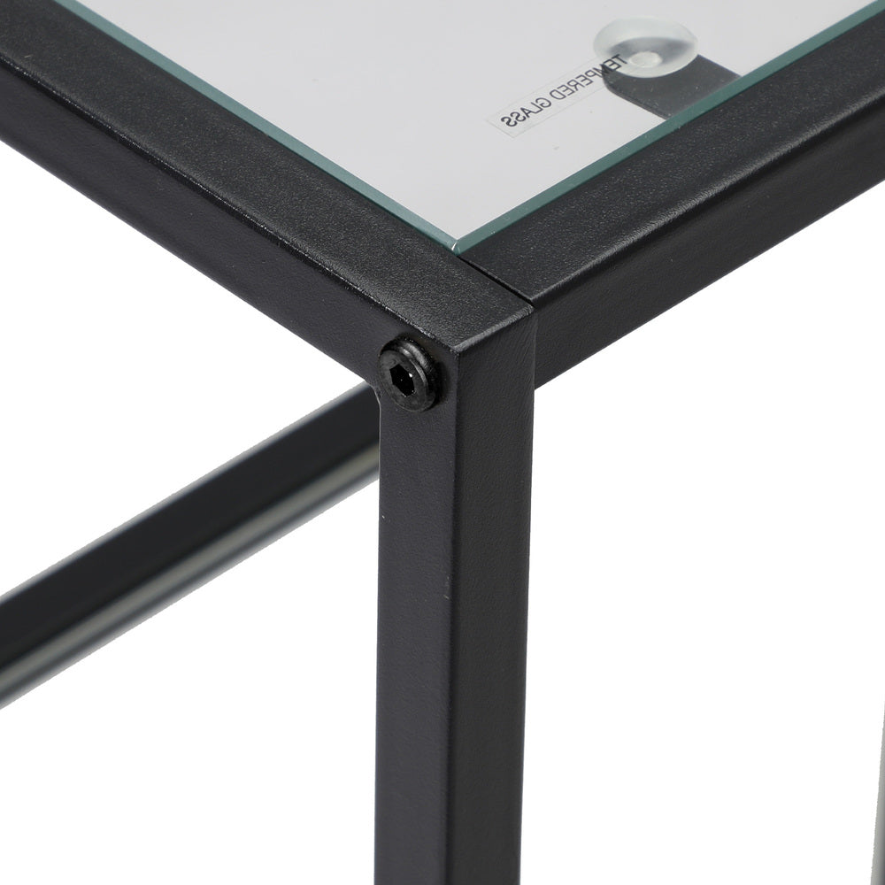 Console Table Tempered Glass 3/4 Shelves Black/Gold