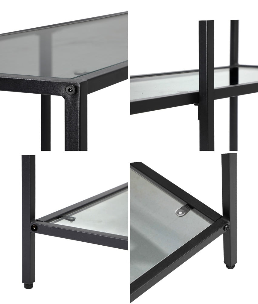Console Table Tempered Glass 3/4 Shelves Black/Gold