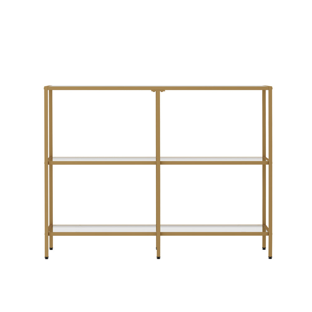 Console Table Tempered Glass 3/4 Shelves Black/Gold