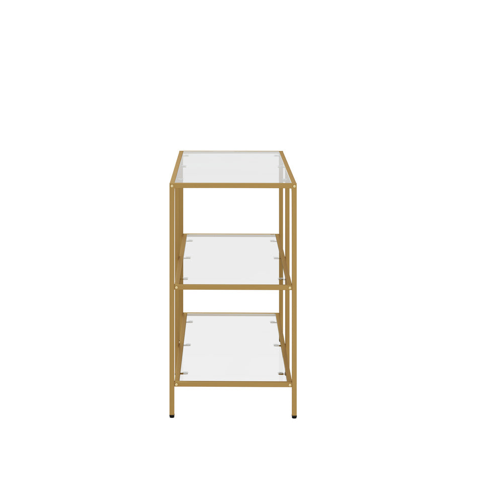 Console Table Tempered Glass 3/4 Shelves Black/Gold