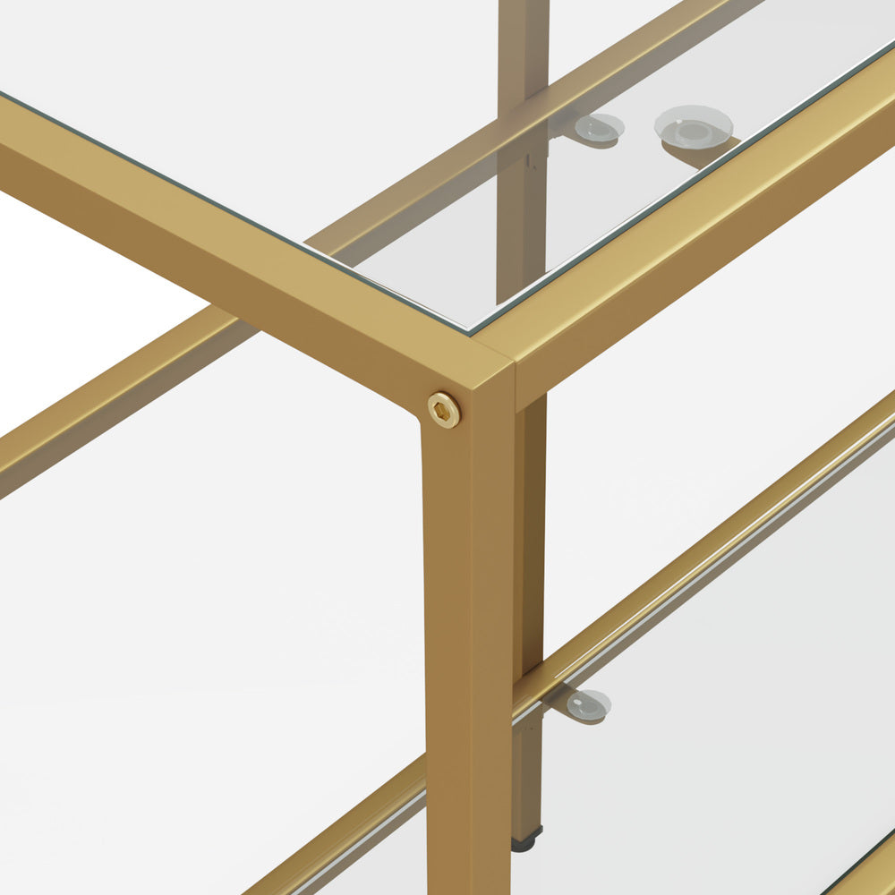 Console Table Tempered Glass 3/4 Shelves Black/Gold