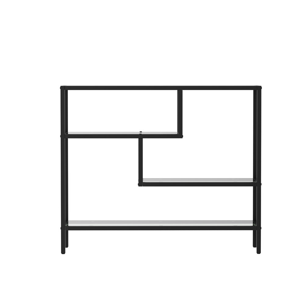 Console Table Tempered Glass 3/4 Shelves Black/Gold