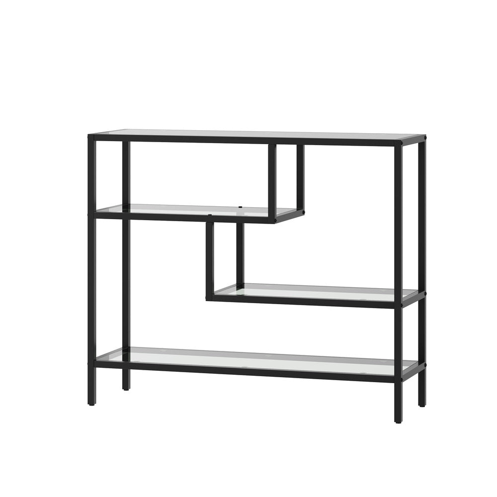 Console Table Tempered Glass 3/4 Shelves Black/Gold