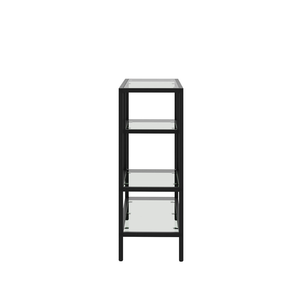 Console Table Tempered Glass 3/4 Shelves Black/Gold
