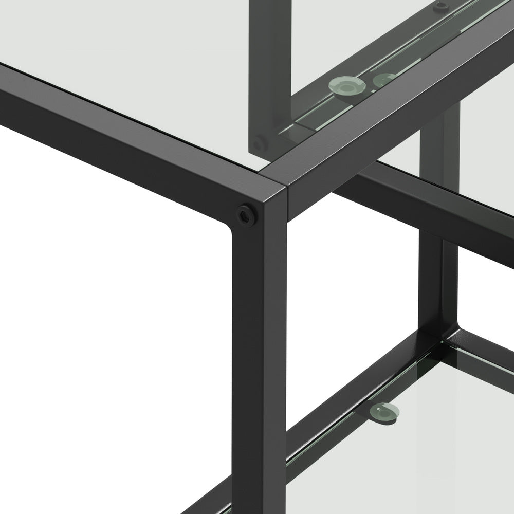 Console Table Tempered Glass 3/4 Shelves Black/Gold