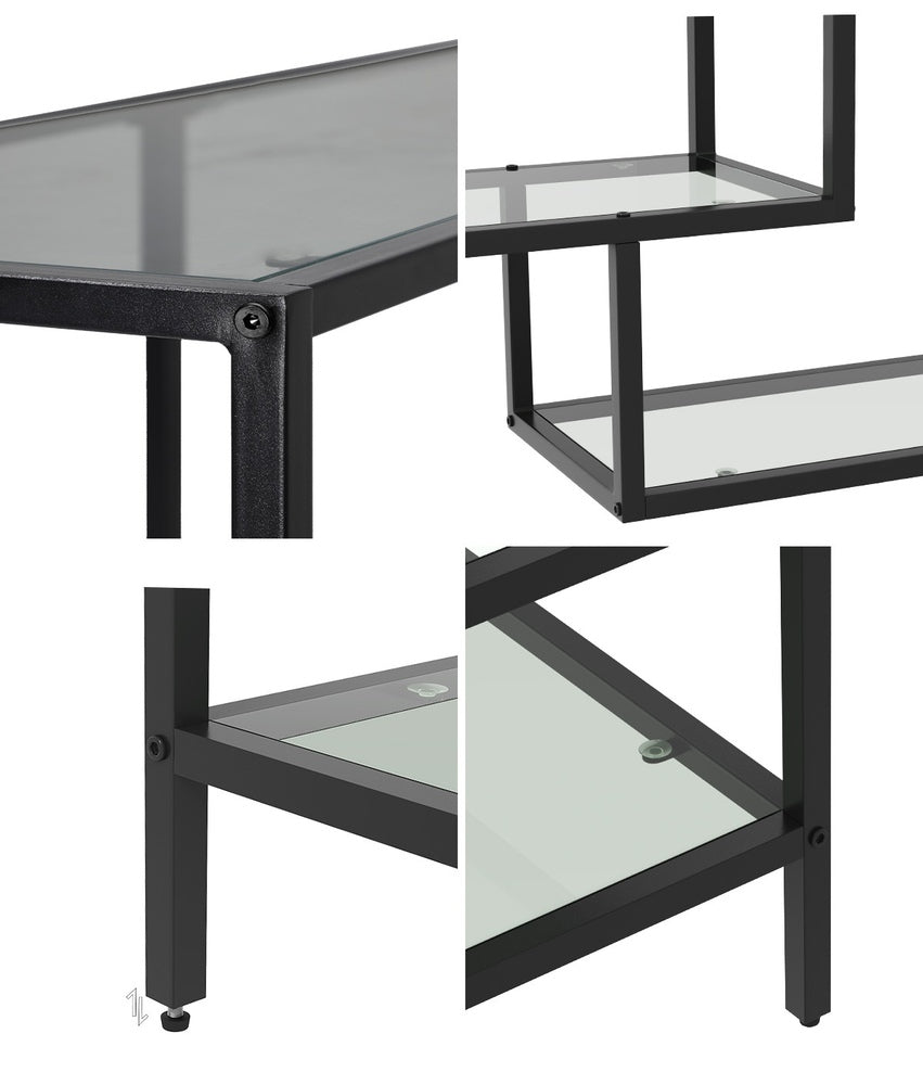 Console Table Tempered Glass 3/4 Shelves Black/Gold