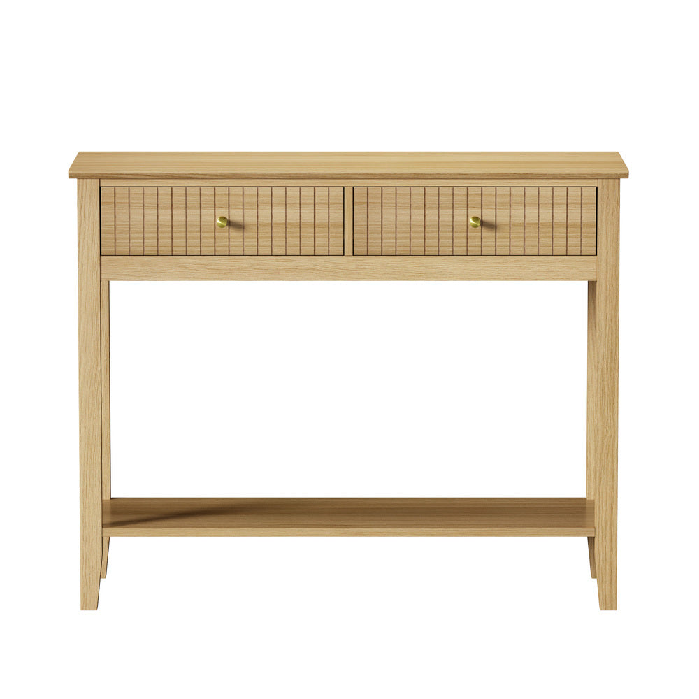 2-tier Console Table 100cm with 2 Storage Drawer