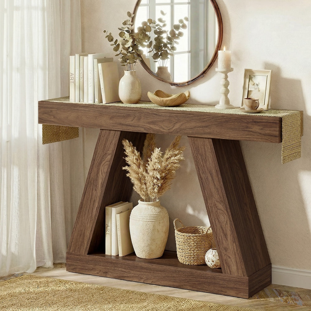 Walnut Console Table Hallway Display Shelf | Simpledeals