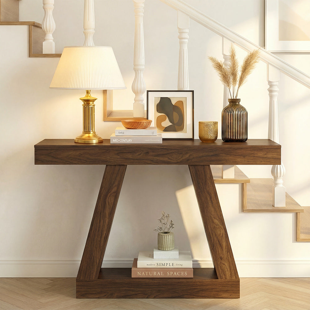 Walnut Console Table Hallway Display Shelf | Simpledeals