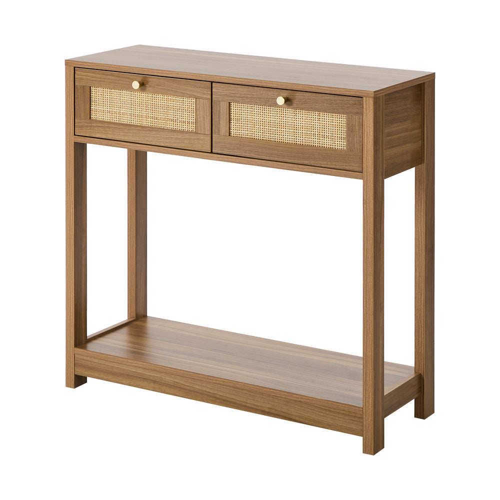 Console Table Oak 2 Drawer 80x30x80cm