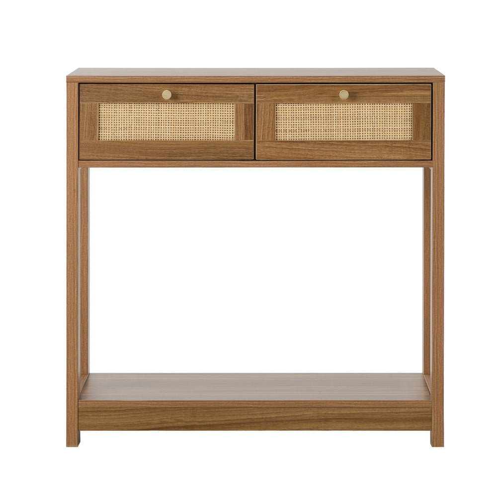 Console Table Oak 2 Drawer 80x30x80cm