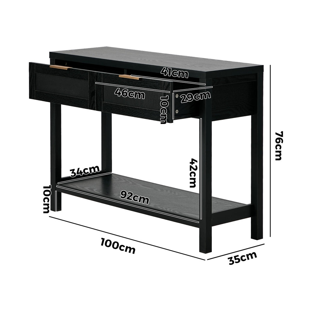 Console Table 2 Drawers Entry Table Hallway Display Black