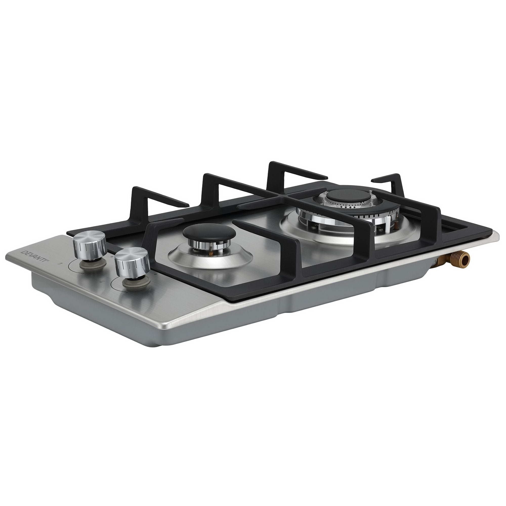 30cm Gas Cooktop 2 Burner Stainless Steel Wok Flame Safety Lock