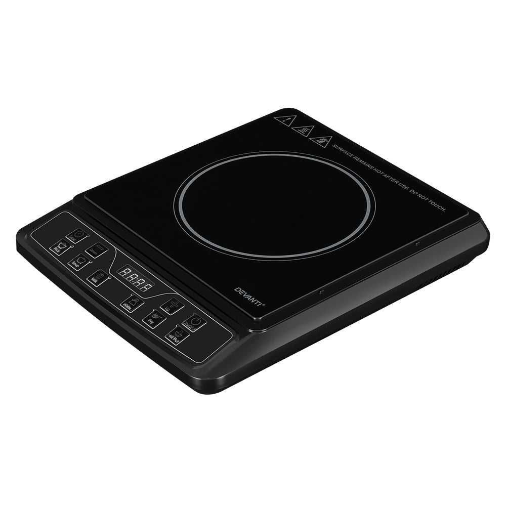 Portable Induction Cooktop 30cm Single Burner Electric Cooker 2000W Black