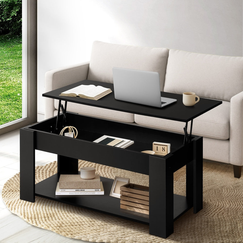Elegant Lift-Up Top Coffee Table with White Finish and Ample Storage Space